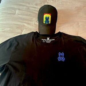 Psycho Bunny L tshirt & matching one size fits all matching hat
